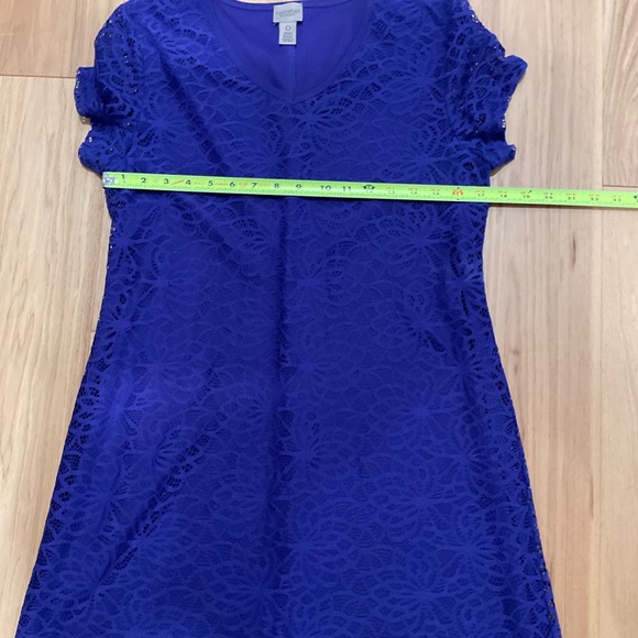 Easy Wear by Chicos Periwinkle MIDI Lace Dress, Size 0 - Picture 5 of 7